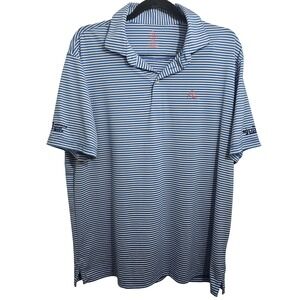 Rhoback Mens XL Blue White Striped‎ Performance Golf Polo Shirt PP0043E